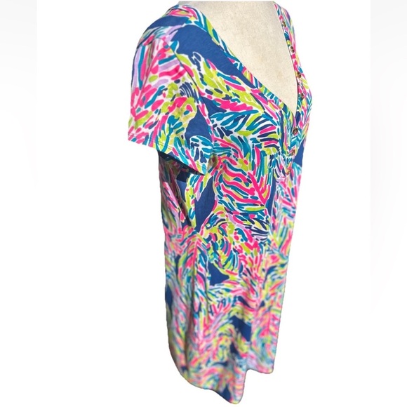 Lilly Pulitzer Palmira V Neck T-Shirt Dress Indigo Palm Size Large - Picture 6 of 8